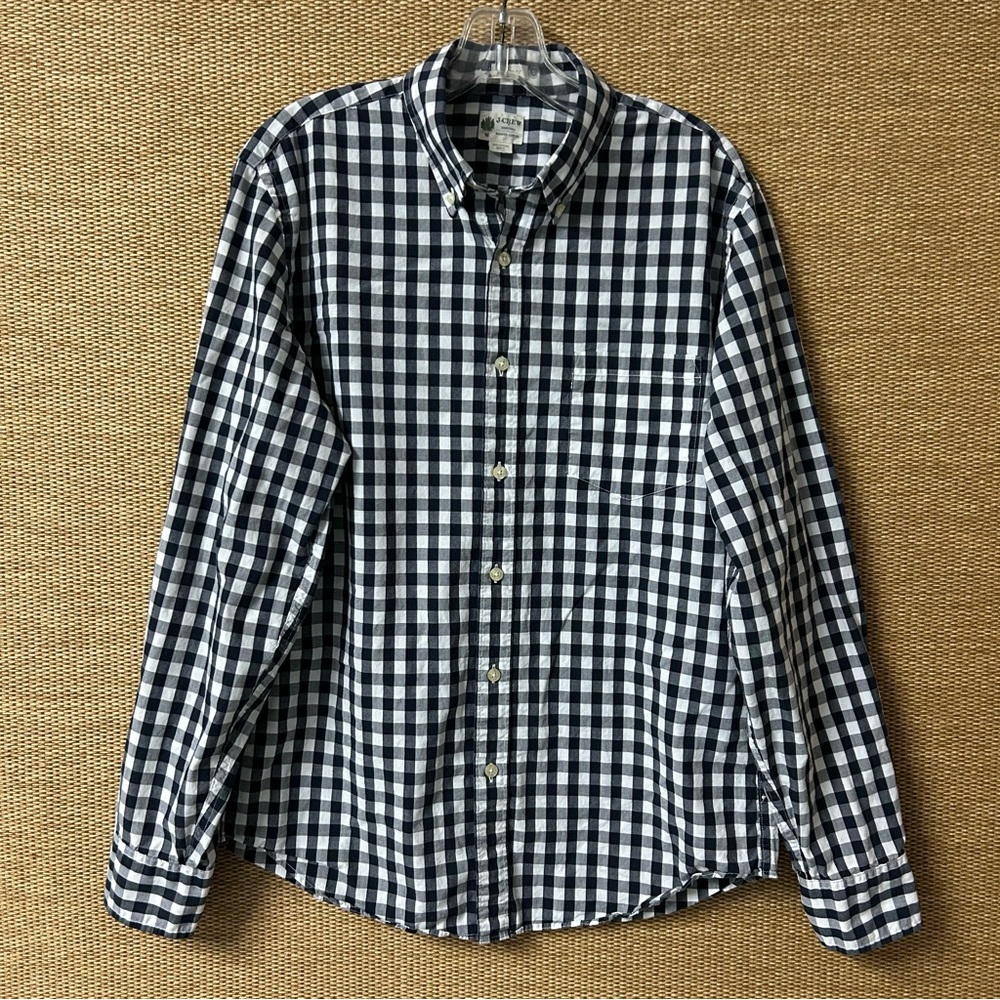 J.Crew Long Sleeve Button Up Shirt Mens Medium Black & White Check